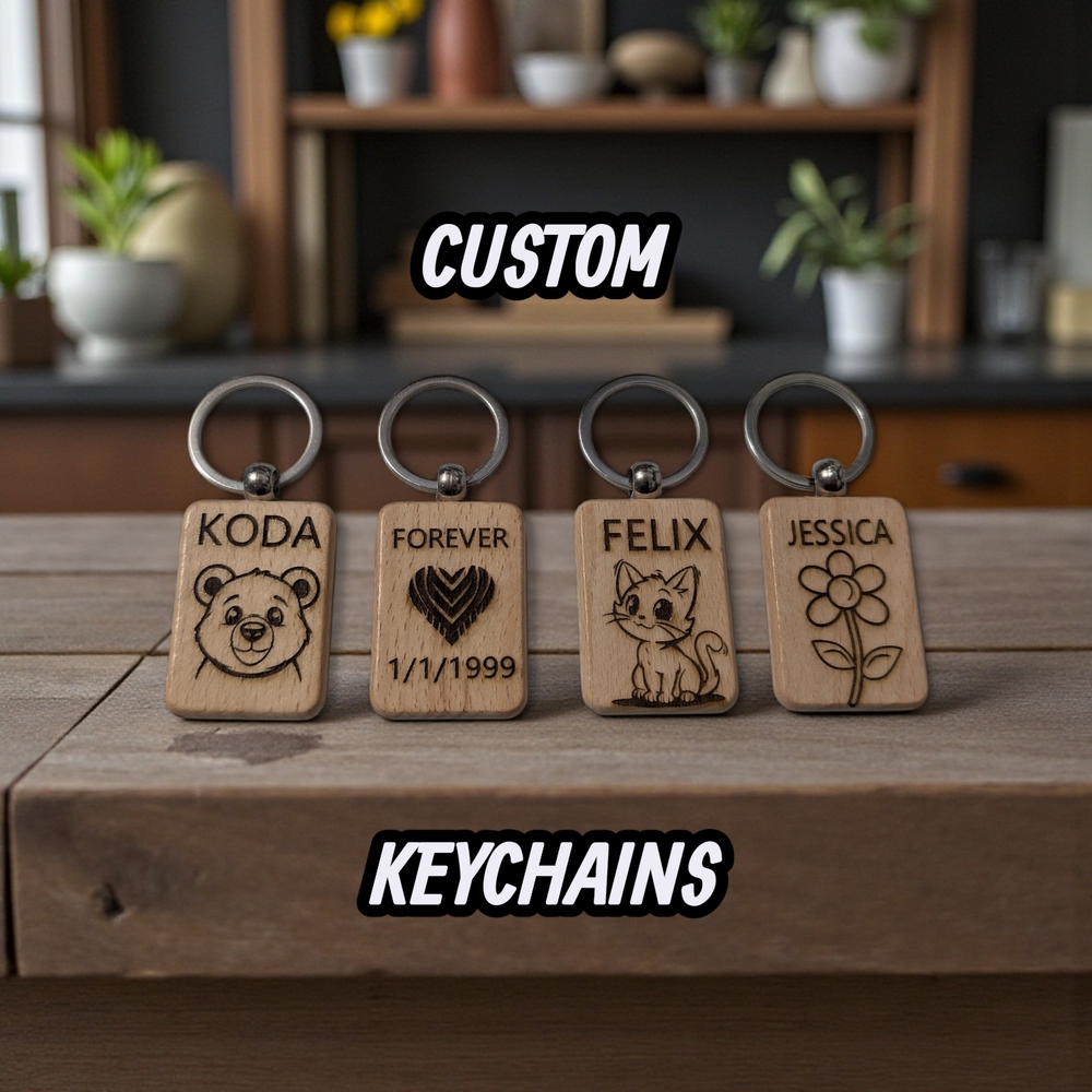 Custom Engraved Wooden Keychains!